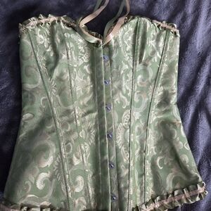 Elegant Green Brocade Corset